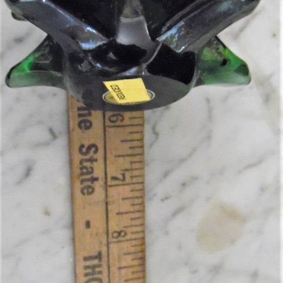 LAST MARKDOWN HANDMADE IMPORTED Beautiful crystal green glass tree. 5" - Picture 7 of 7